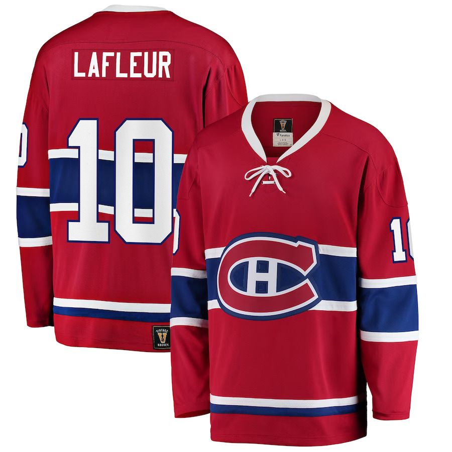 Men Montreal Canadiens #10 Guy Lafleur Fanatics Branded Red Premier Breakaway Retired Player NHL Jersey->montreal canadiens->NHL Jersey